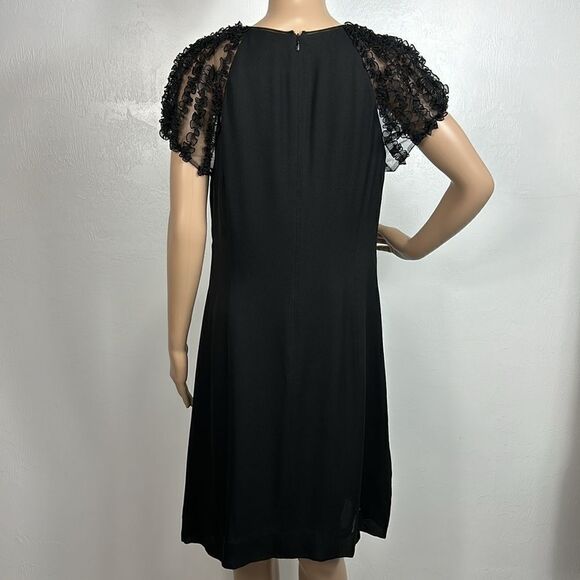Rena Lange Black Lace Short Sleeve Button Closure Dress Size M - Picture 3 of 10